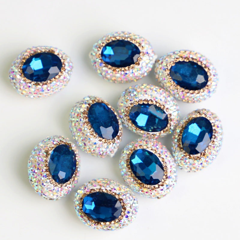 Wholesale Pigeon Egg Clay Inlaid with Diamond Straight Hole Diamond Beads